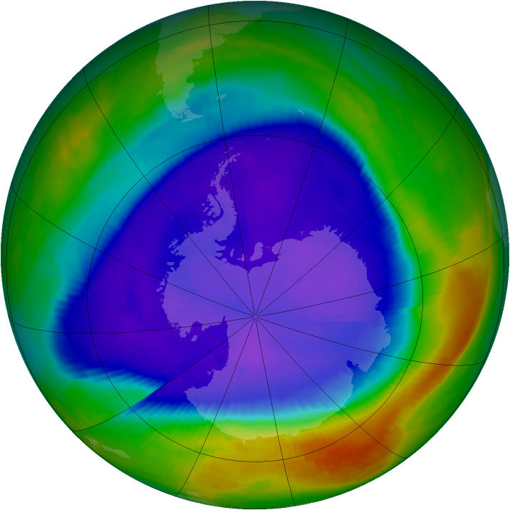Antarctic ozone map for 14 September 2000
